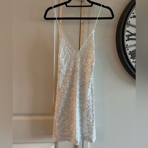 Lulus White Sequin Slip Dress